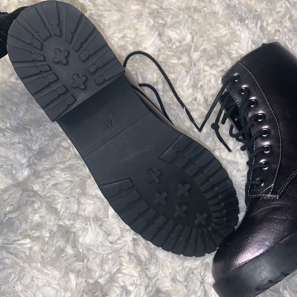 Comfortable metallic/gun metal ankle combat boots / size 41 - Picture 9 of 11